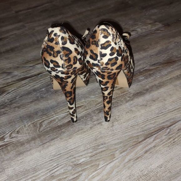 Yoki  leapard print   bow  sexy pole night out heels Sz 8.5 - Picture 4 of 11